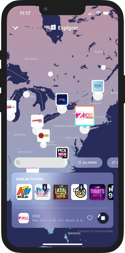 TuneIn Explorer map