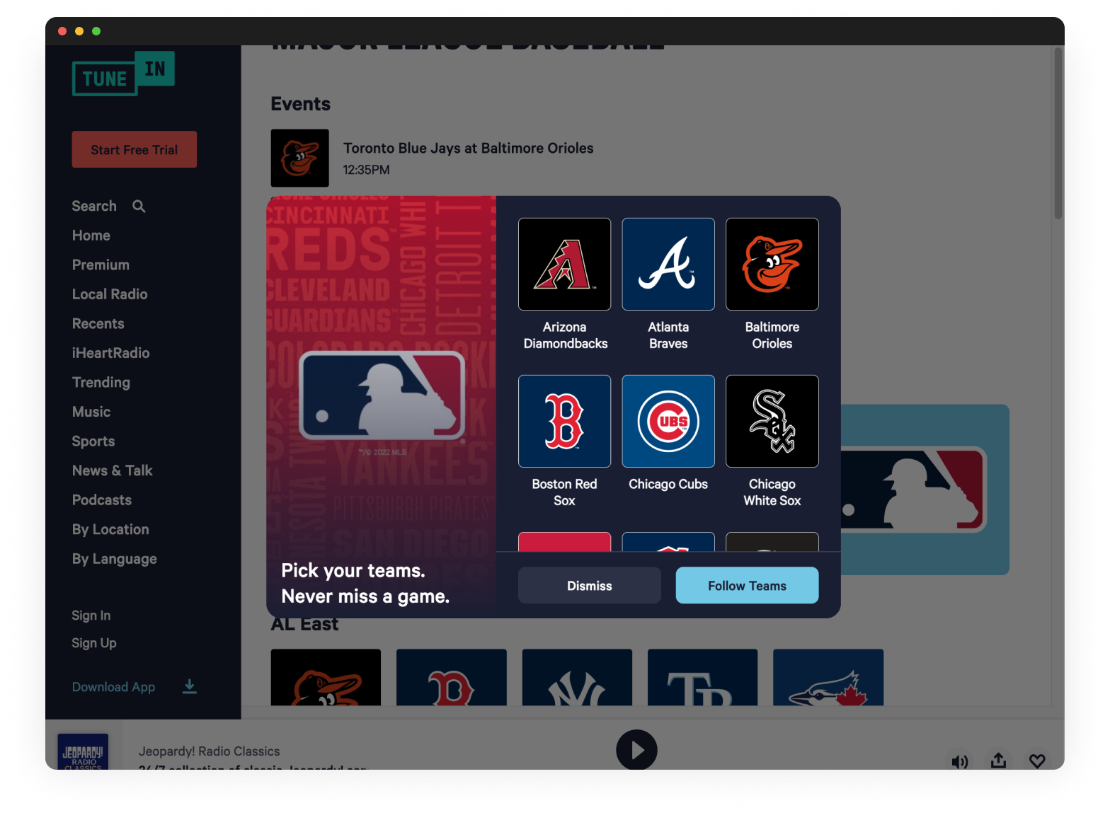 TuneIn team picker