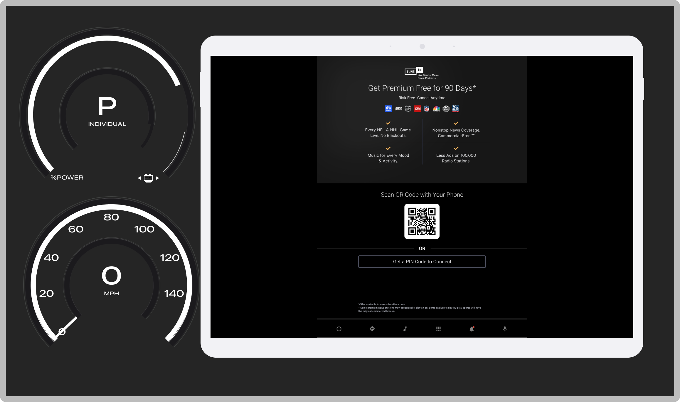 TuneIn Tesla dashboard