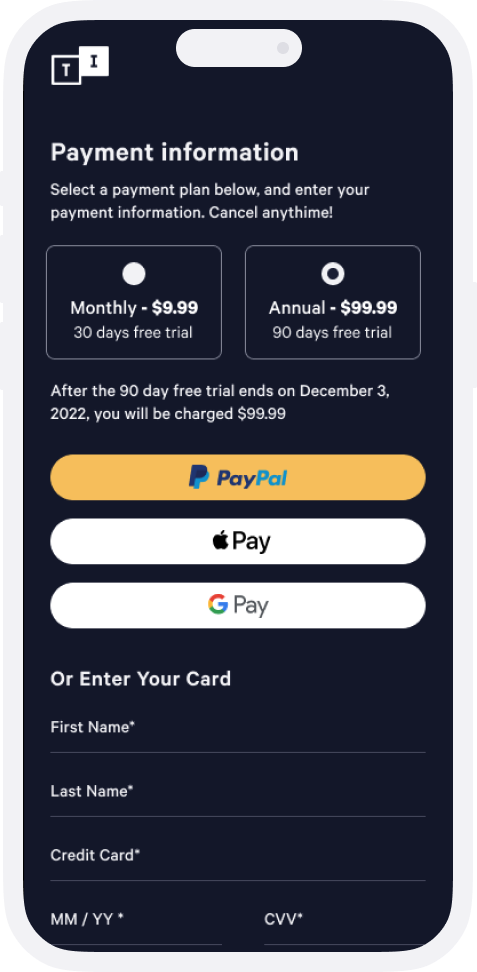 TuneIn Tesla payment